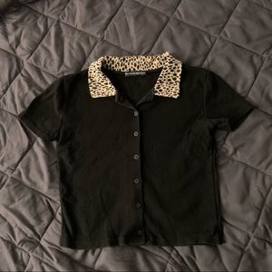 Brandy Melville Cheetah Print Collar top